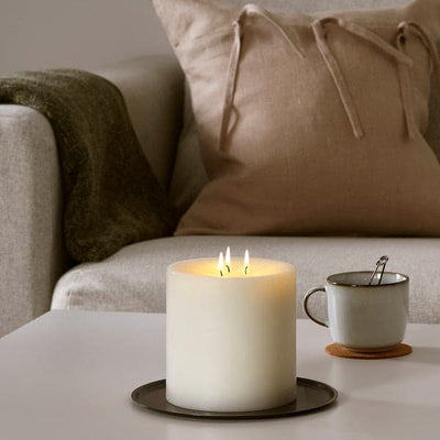 GRÄNSSKOG - Unscented block candle, 3 wicks, white - best price from Maltashopper.com 00529124