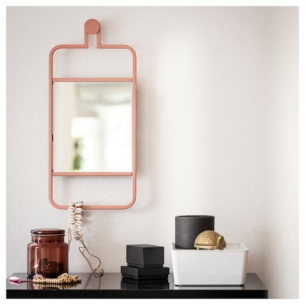 GRANVÅG - Mirror, wall hanging/pink, 22x48 cm - best price from Maltashopper.com 50510985
