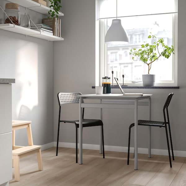 GRÅSALA / ADDE - Table and 2 chairs, grey grey/black