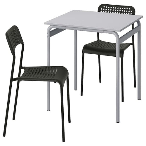 GRÅSALA / ADDE - Table and 2 chairs, grey grey/black, 67 cm