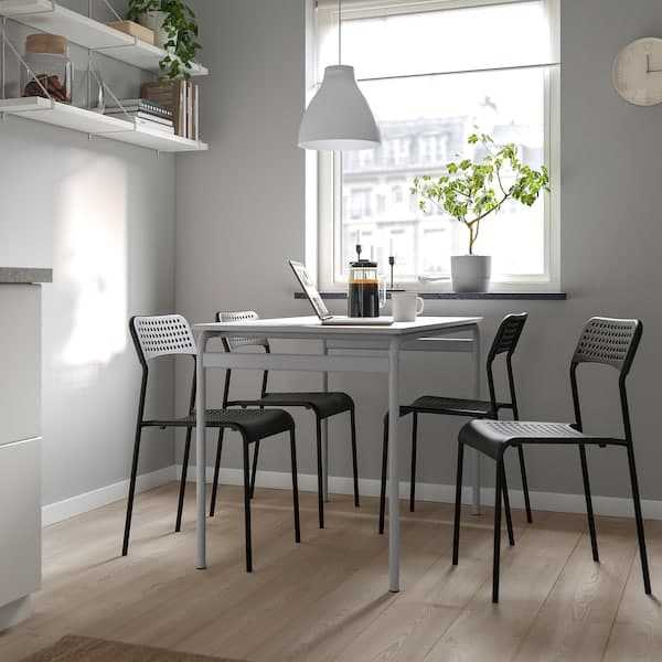GRÅSALA / ADDE - Table and 4 chairs, grey grey/black, 110 cm - best price from Maltashopper.com 39497259