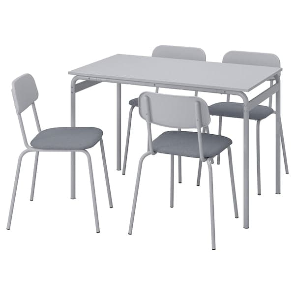 GRÅSALA / GRÅSALA - Table and 4 chairs, grey/grey, 110 cm