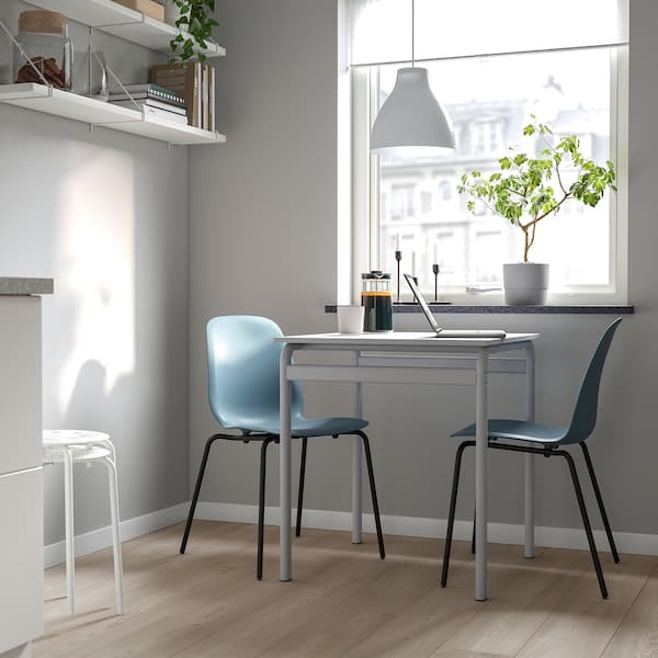 GRÅSALA / LIDÅS - Table and 2 chairs, grey/blue black