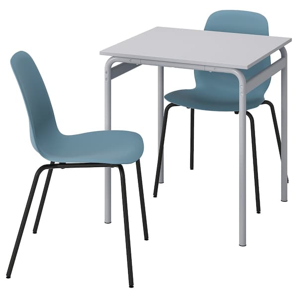 GRÅSALA / LIDÅS - Table and 2 chairs, grey/blue black