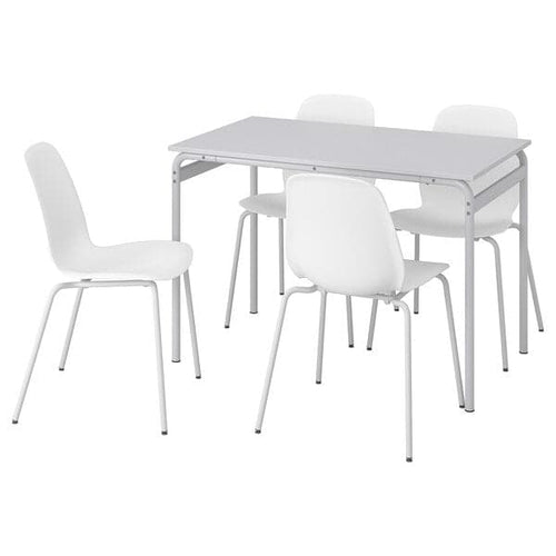 GRÅSALA / LIDÅS - Table and 4 chairs, grey/white white, 110 cm