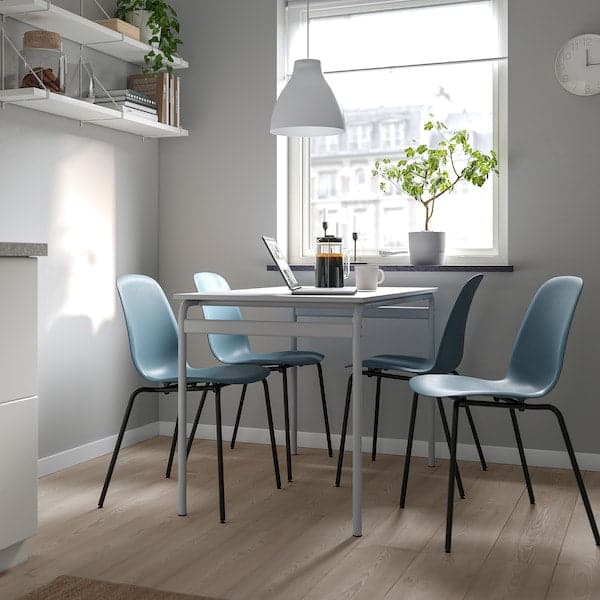 Ikea GRÅSALA / LIDÅS - Table and 4 chairs, grey/blue black, 110 cm