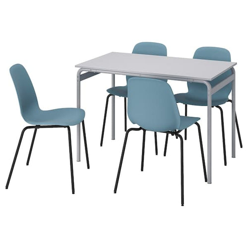GRÅSALA / LIDÅS - Table and 4 chairs, grey/blue black, 110 cm