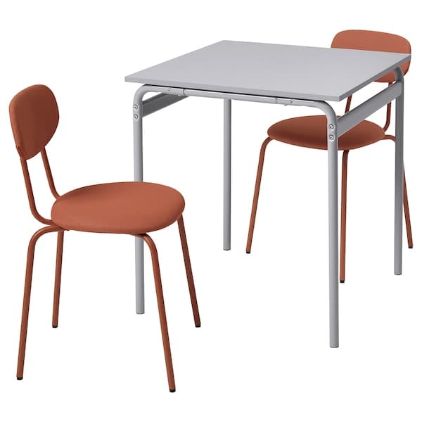 GRÅSALA / ÖSTANÖ - Table and 2 chairs, grey/Remmarn mahogany, 67 cm