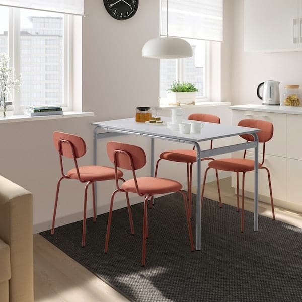 GRÅSALA / ÖSTANÖ - Table and 4 chairs, grey/Remmarn mahogany, 110 cm
