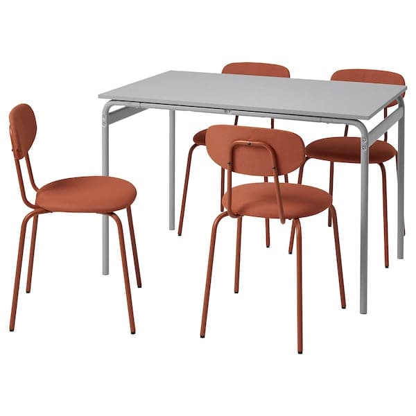 GRÅSALA / ÖSTANÖ - Table and 4 chairs, grey/Remmarn mahogany, 110 cm
