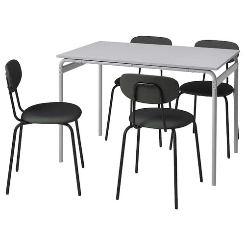 GRÅSALA / ÖSTANÖ - Table and 4 chairs, grey/Remmarn grey, 110 cm