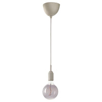 GRÅVACKA / MOLNART Pendant lamp with light bulb, beige/grey clear glass, 125 mm - best price from Maltashopper.com 69484458