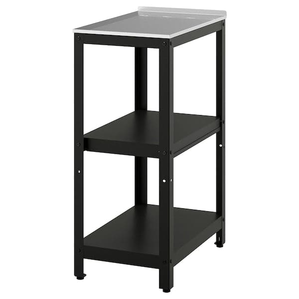 GRILLSKÄR - Kitchen island, black/stainless steel outdoor, 39x61 cm - best price from Maltashopper.com 40523177