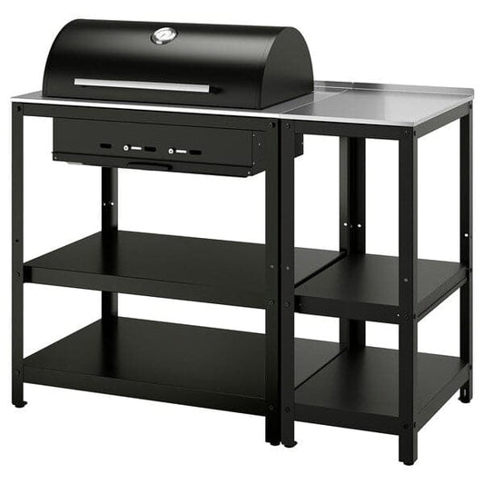 GRILLSKÄR - Charcoal barbecue w kitchen island, stainless steel/outdoor , 125x61 cm - best price from Maltashopper.com 99495238