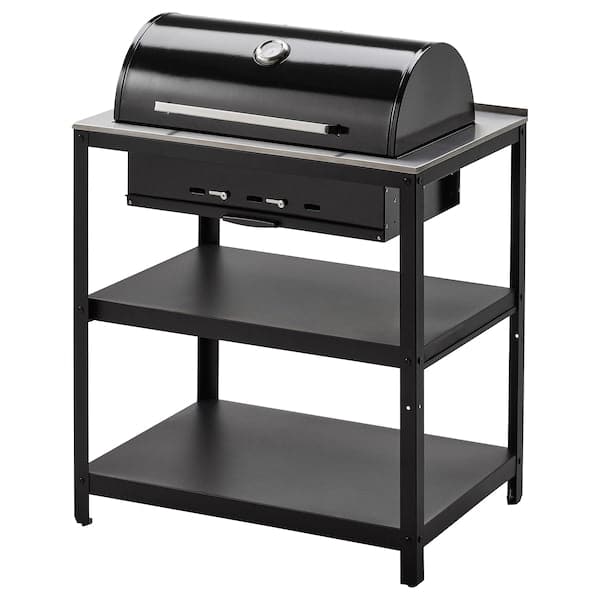 GRILLSKÄR - Charcoal barbecue, black/stainless steel outdoor - best price from Maltashopper.com 30471447