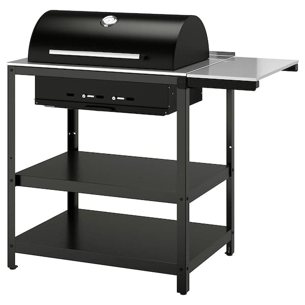 GRILLSKÄR - Charcoal barbecue w side table, stainless steel/outdoor , 93/116x61 cm - best price from Maltashopper.com 29495213