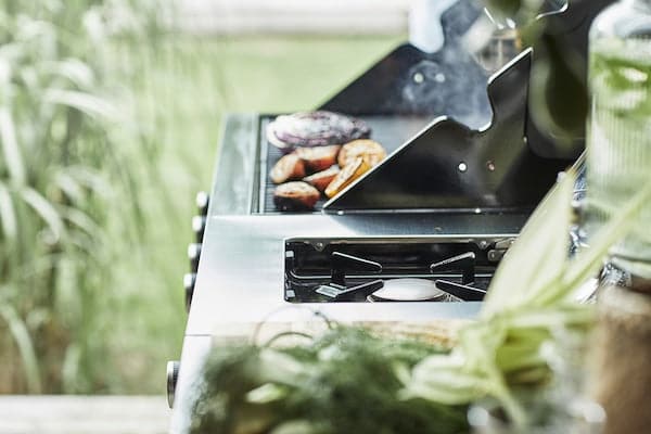 Ikea GRILLSKÄR Side burner - black/stainless steel from outside 48x61 cm