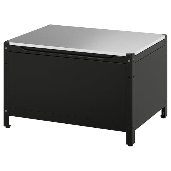 GRILLSKÄR - Storage box, black stainless steel/outdoor, 86x61 cm - best price from Maltashopper.com 80523279