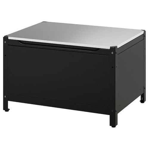 GRILLSKÄR - Storage box, black stainless steel/outdoor, 86x61 cm