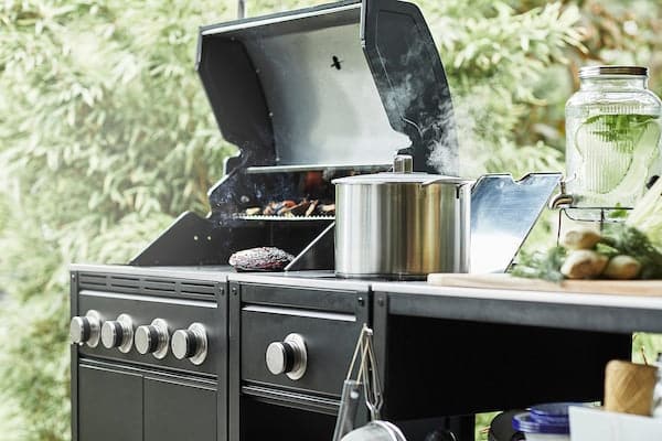 Ikea GRILLSKÄR Outdoor kitchen - gas/side burner/stainless steel barbecue 206x61 cm ,