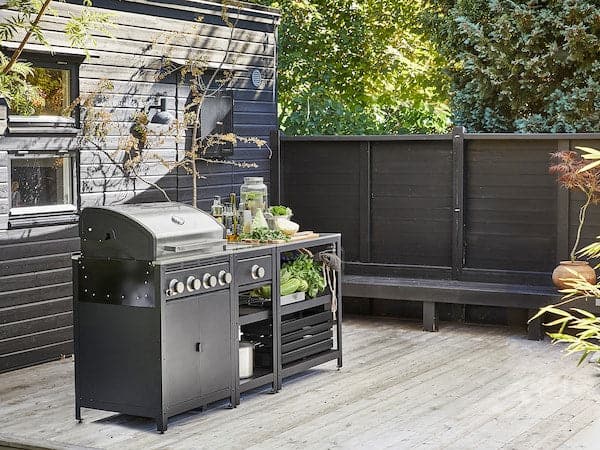 Ikea GRILLSKÄR Outdoor kitchen - gas/side burner/stainless steel barbecue 206x61 cm ,