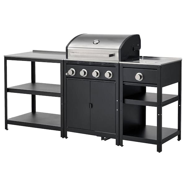 GRILLSKÄR Outdoor kitchen - gas/side burner/stainless steel barbecue 206x61 cm