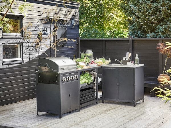 GRILLSKÄR - Outdoor kitchen, stainless steel, 244x147 cm