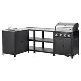 GRILLSKÄR outdoor kitchen, stainless steel, 244x147 cm