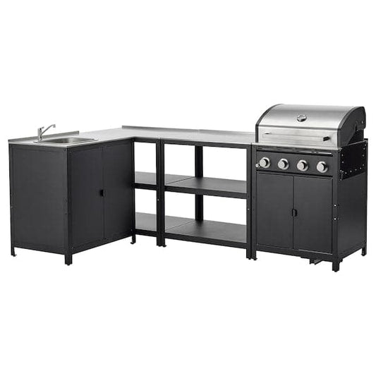 GRILLSKÄR - Outdoor kitchen, stainless steel, 244x147 cm - best price from Maltashopper.com 89496766