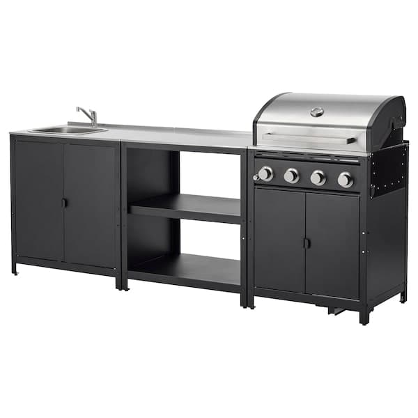 GRILLSKÄR - Outdoor kitchen, stainless steel, 244x61 cm - best price from Maltashopper.com 89496827