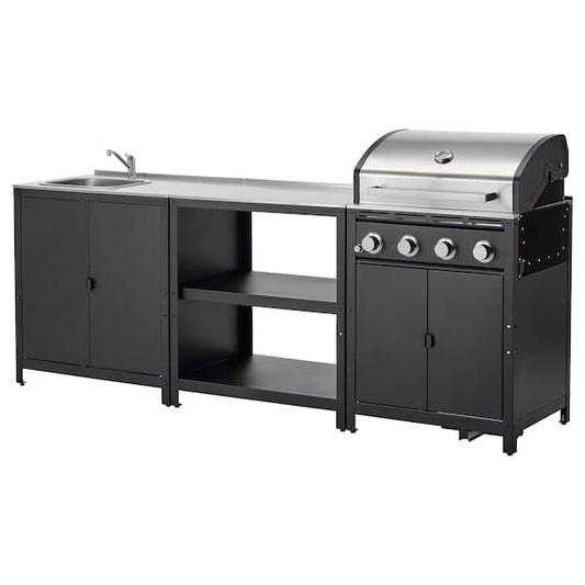 GRILLSKÄR - Outdoor kitchen, stainless steel, 244x61 cm - best price from Maltashopper.com 89496827