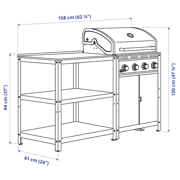 Ikea GRILLSKÄR Outdoor kitchen - stainless steel 158x61 cm