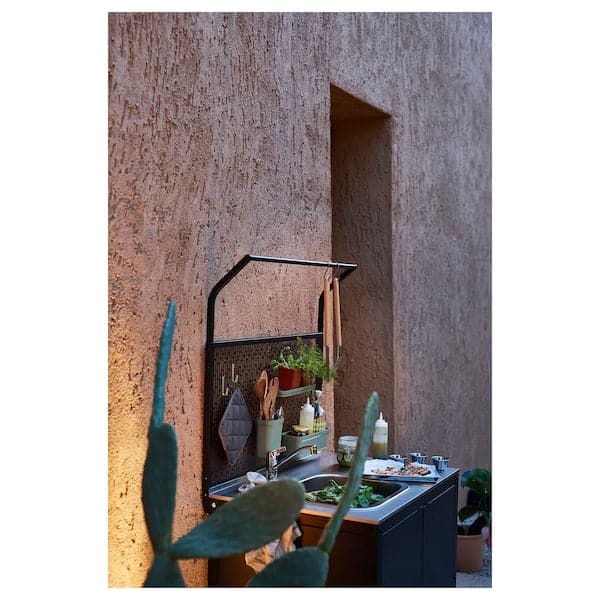 Ikea GRILLSKÄR - Kitchen island w back panel, with doors stainless steel/outdoor, 86x61x176 cm