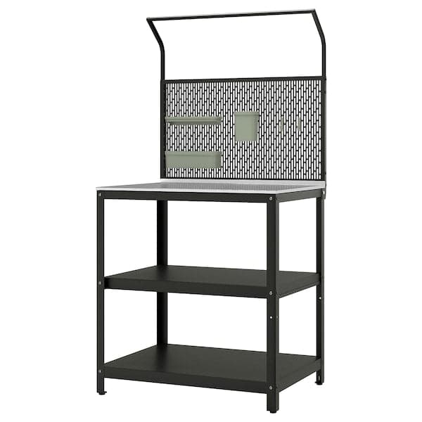 Ikea GRILLSKÄR - Kitchen island w back panel, stainless steel/outdoor, 86x61x176 cm