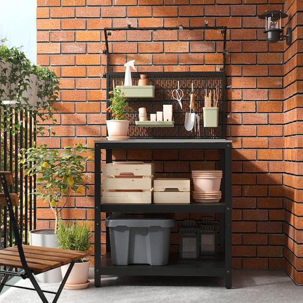 Ikea GRILLSKÄR - Kitchen island w back panel, stainless steel/outdoor, 86x61x176 cm