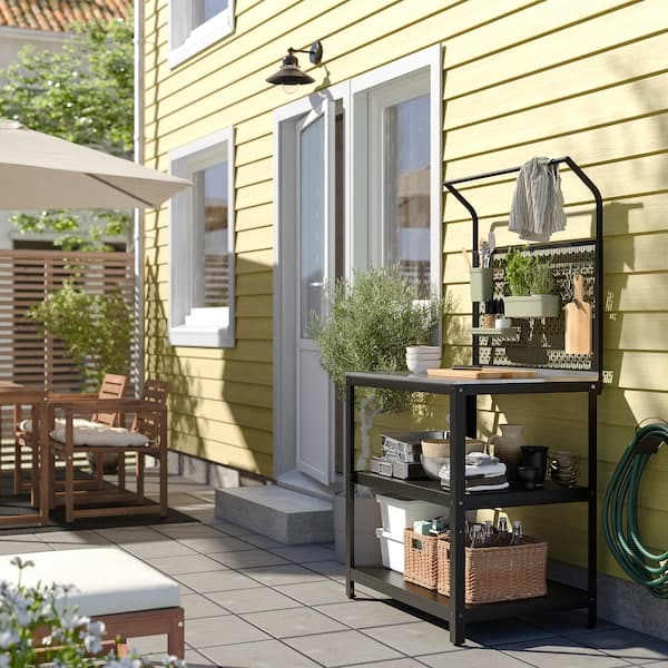 Ikea GRILLSKÄR - Kitchen island w back panel, stainless steel/outdoor, 86x61x176 cm