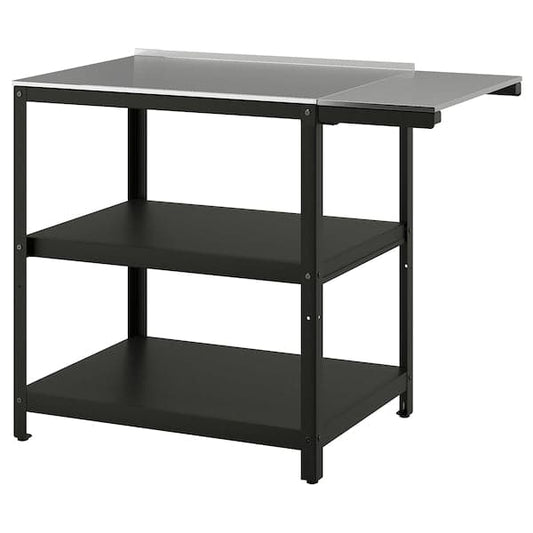 Ikea GRILLSKÄR - Kitchen island w side table, stainless steel/outdoor, 93/116x61 cm
