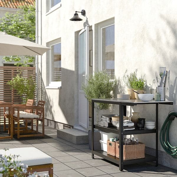 Ikea GRILLSKÄR - Kitchen island w side table, stainless steel/outdoor, 93/116x61 cm