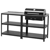 GRILLSKÄR kitchen with charcoal bbq, outdoor, stainless steel, 172x61 cm