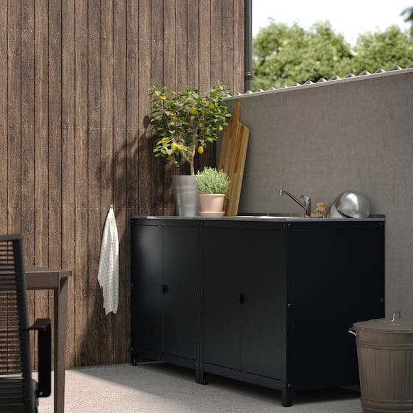 GRILLSKÄR - Cabinet with sink/mobile, outdoor, stainless steel, 172x61 cm - best price from Maltashopper.com 19496543