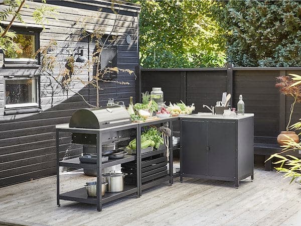 GRILLSKÄR - Sink/barbecue cabinet carbon est, stainless steel, 258x147 cm - best price from Maltashopper.com 99496445