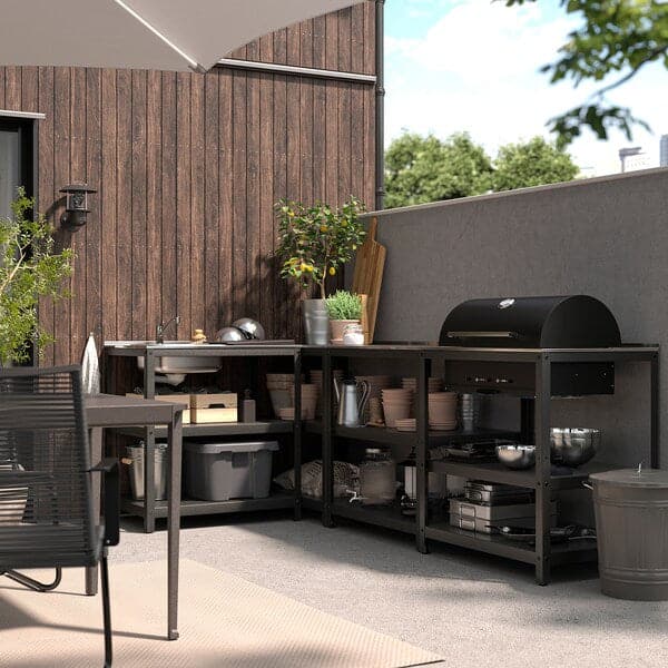 GRILLSKÄR - Sink/barbecue cabinet carbon est, stainless steel, 258x147 cm - best price from Maltashopper.com 99496445