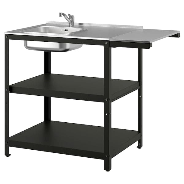 Ikea GRILLSKÄR - Sink cabinet with table, stainless steel/outdoor, 93/116x61 cm