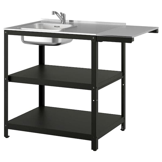 Ikea GRILLSKÄR - Sink cabinet with table, stainless steel/outdoor, 93/116x61 cm