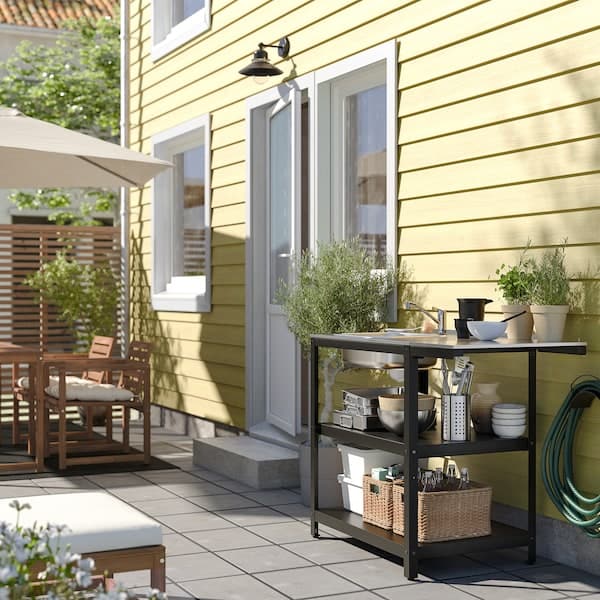 GRILLSKÄR - Sink cabinet with table, stainless steel/outdoor, 93/116x61 cm - best price from Maltashopper.com 49495226