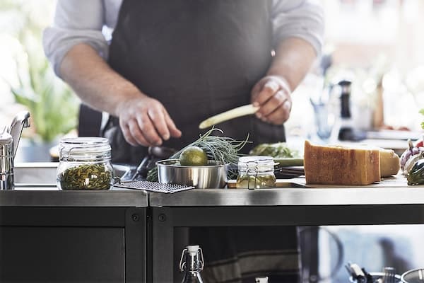 Ikea GRILLSKÄR - Kitchen island shelf unit, black/stainless steel outdoor, 86x61 cm