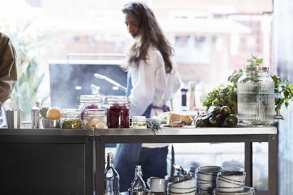 Ikea GRILLSKÄR - Kitchen island shelf unit, black/stainless steel outdoor, 86x61 cm