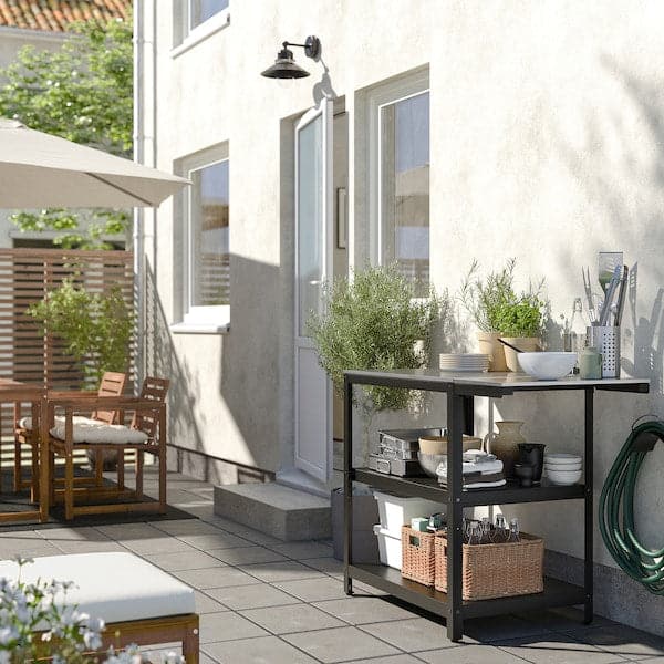 GRILLSKÄR - Side table, outdoor, black stainless steel/outdoor, 30x61 cm - best price from Maltashopper.com 00523179