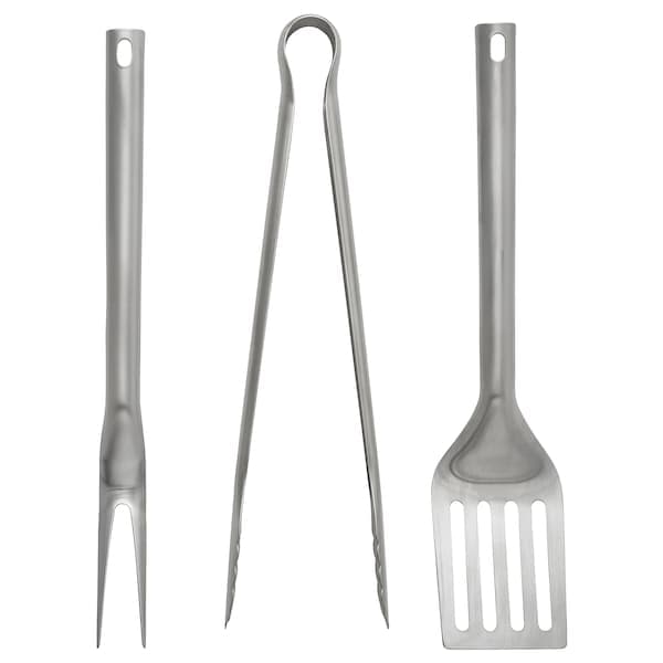 Ikea GRILLTIDER - 3-piece barbecue tools set, stainless steel