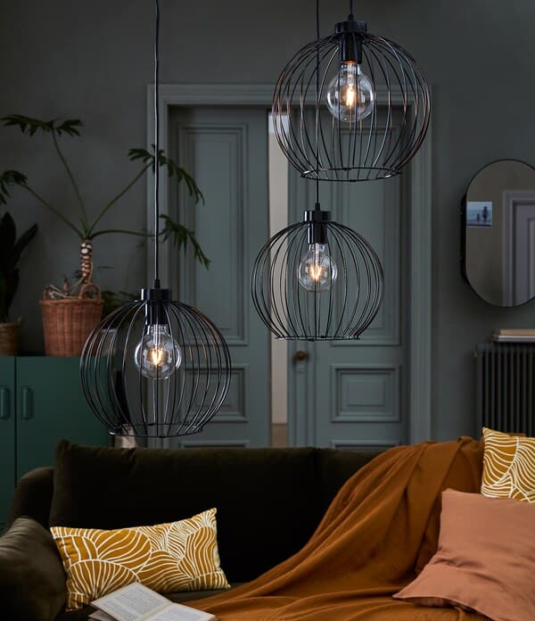 GRINDFALLET - Pendant lamp, black, 30 cm - best price from Maltashopper.com 20502487